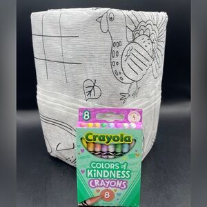 Thanksgiving Gobble Gobble 54x84” Activity Paper Tablecloth w 8 Crayola Crayons